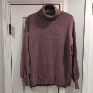 Women's XS Olive & Oak Purplish Brown Turtleneck Sweater Oversize